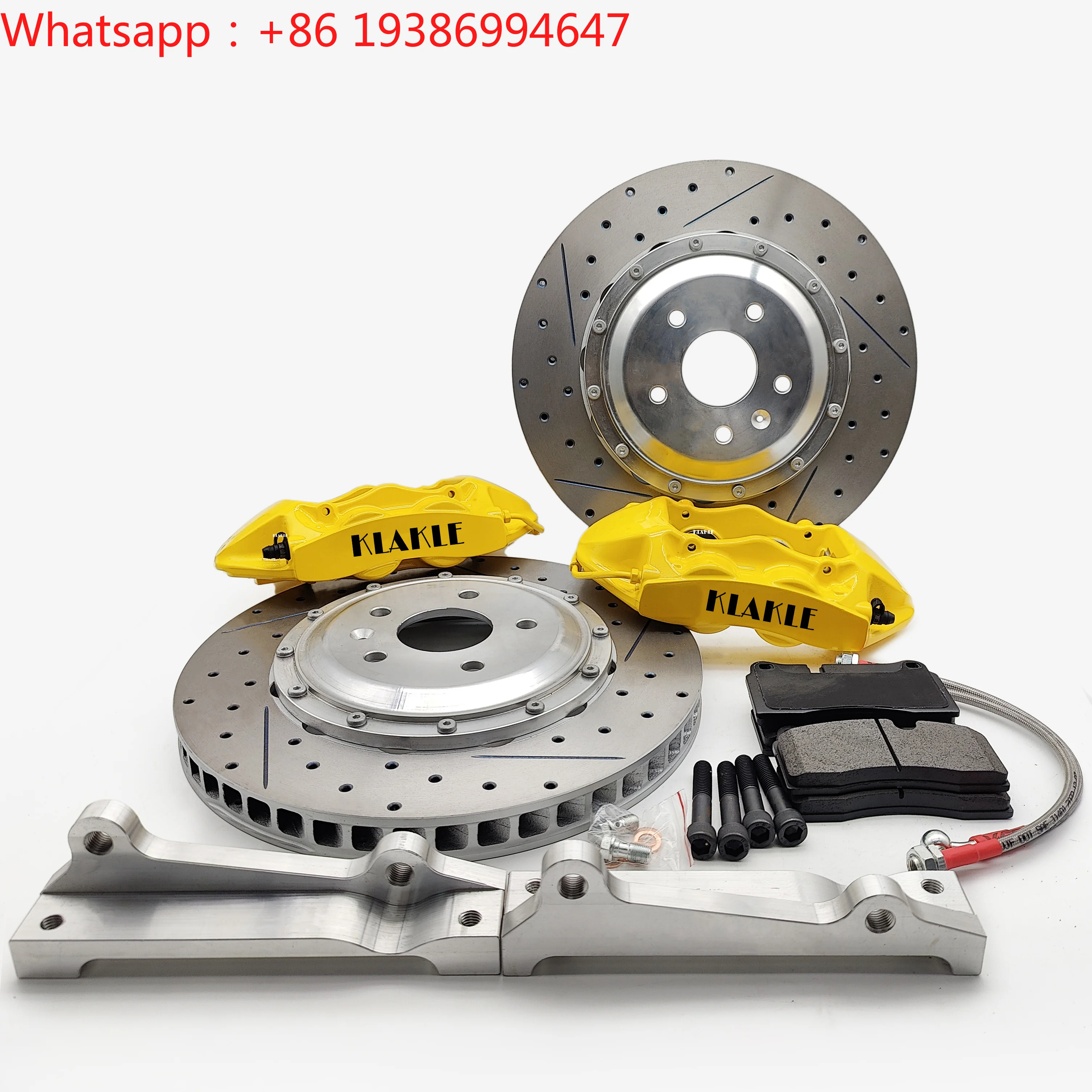 For KLAKLE New Automotive Racing 4-Piston Brake Caliper Kit GT4 with Aviation Aluminum Alloy Disc for E36 Wheels 5x120 R17