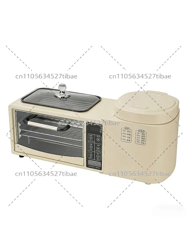4-in-1 Multifunctional Breakfast Machine Electric Hot Pot Oven Rice Cooker Toaster Sandwich Maker for Household Use