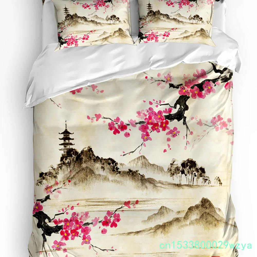 Steam Train Smoke Landscape Retro 3pcs Bedding Set For Bedroom Double Bed Home Textile Duvet Cover Quilt Cover Pillowcase
