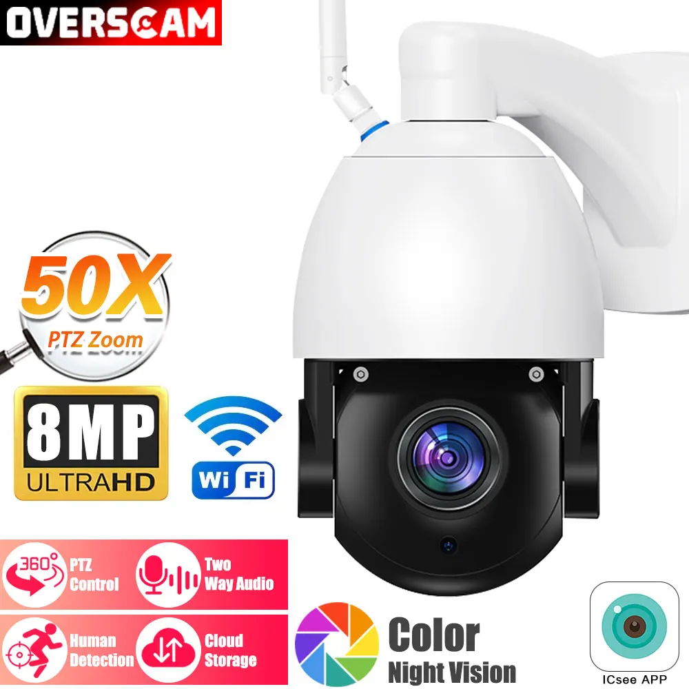 

4K 8MP Metal 50X 30X PTZ Zoom WIFI Camera PTZ Control Outdoor Human Detection Surveillance System XMeye Two-Way Audio Camera