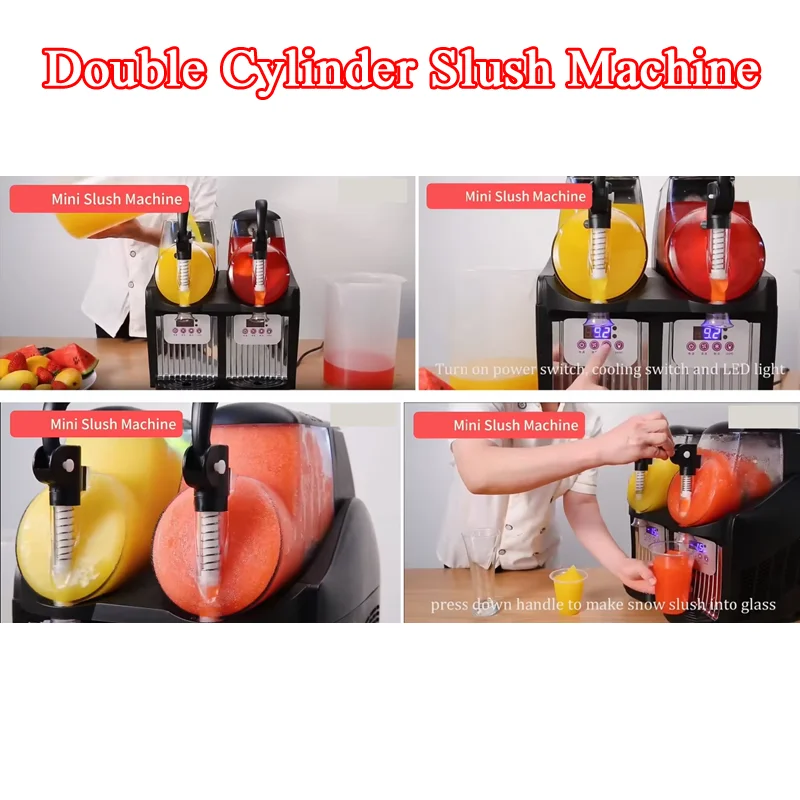 

Commercial Frozen Slushy Three Tanks Juicer Slush Fruit Maker Double Cylinder Snow Melting Machine