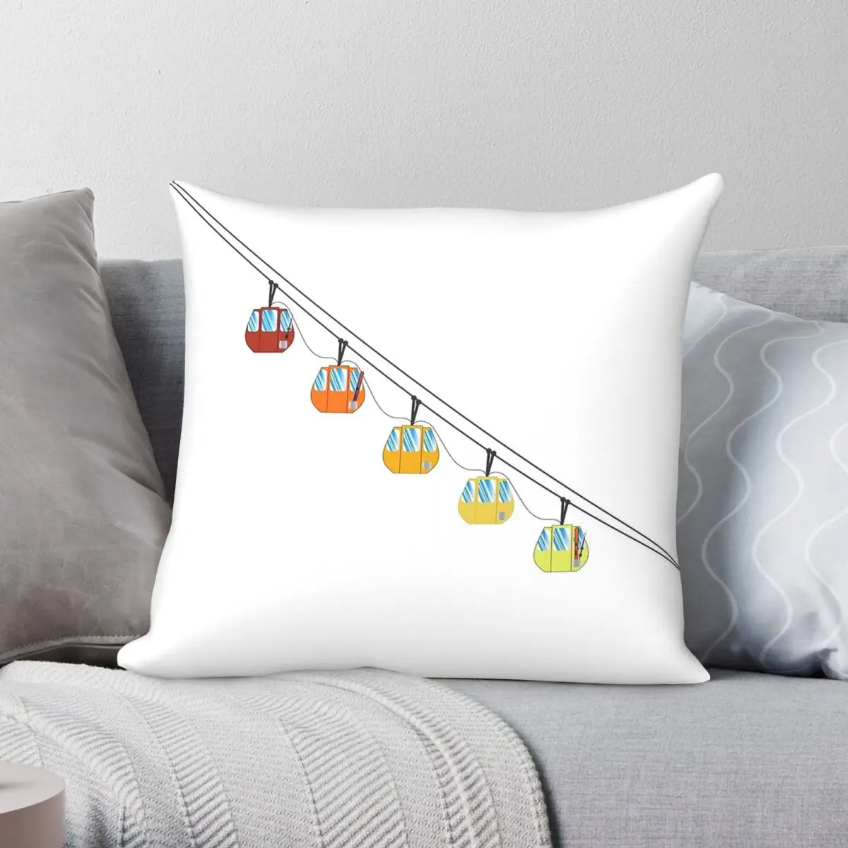 La Grave Cable Car Square Pillowcase Polyester Linen Velvet Printed Zip Decorative Bed Cushion Cover Wholesale