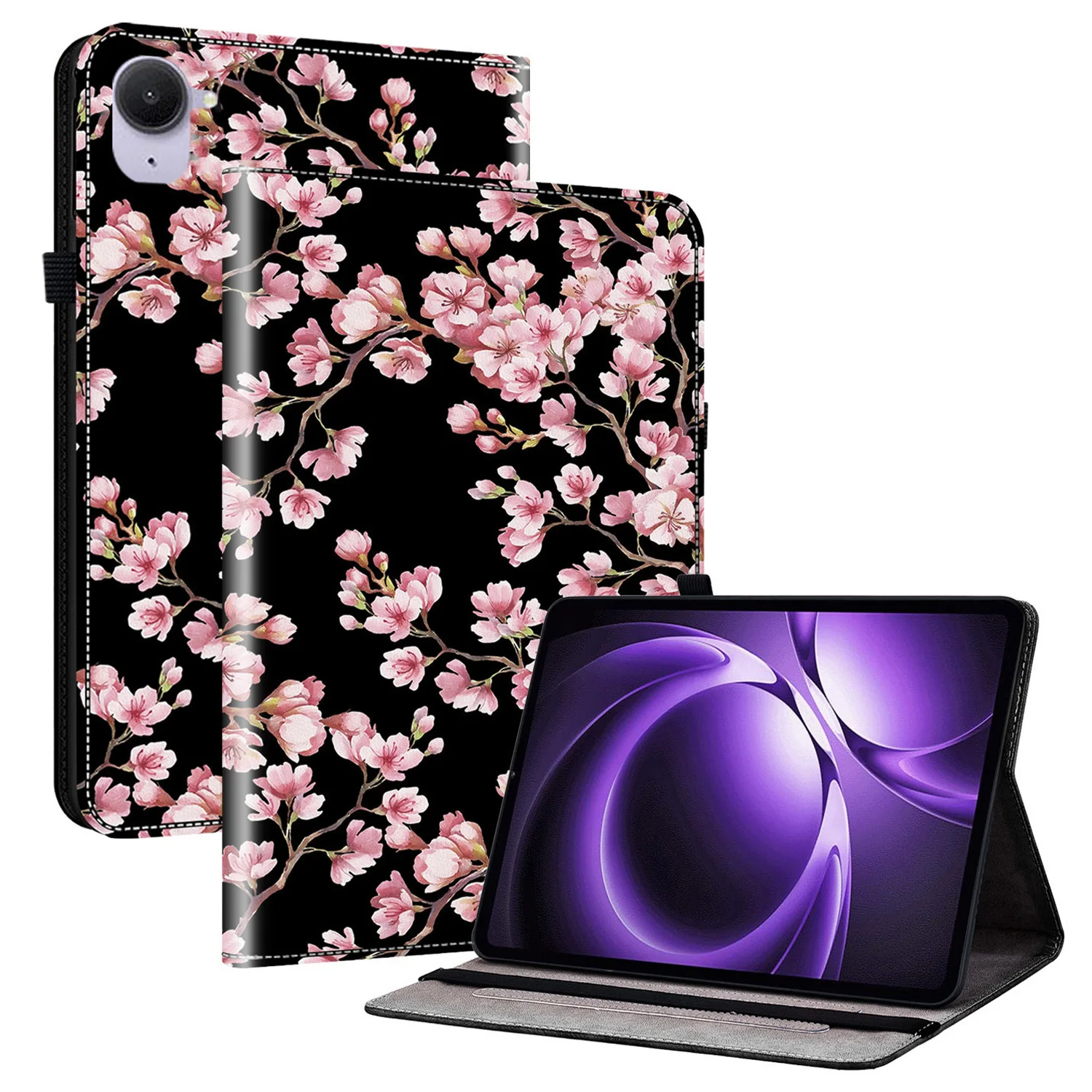 

Для Xiaomi Redmi K Pad кожаный чехол с рисунком и подставкой для планшета с отделениями для карт - Цветок сливы