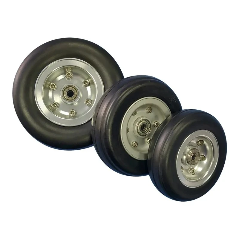 XFlight – roues de train d'atterrissage pour avion RC, 1 pièce, pneus en caoutchouc avec moyeu en aluminium avec roulements pour modèle d'avion RC, pièces de rechange