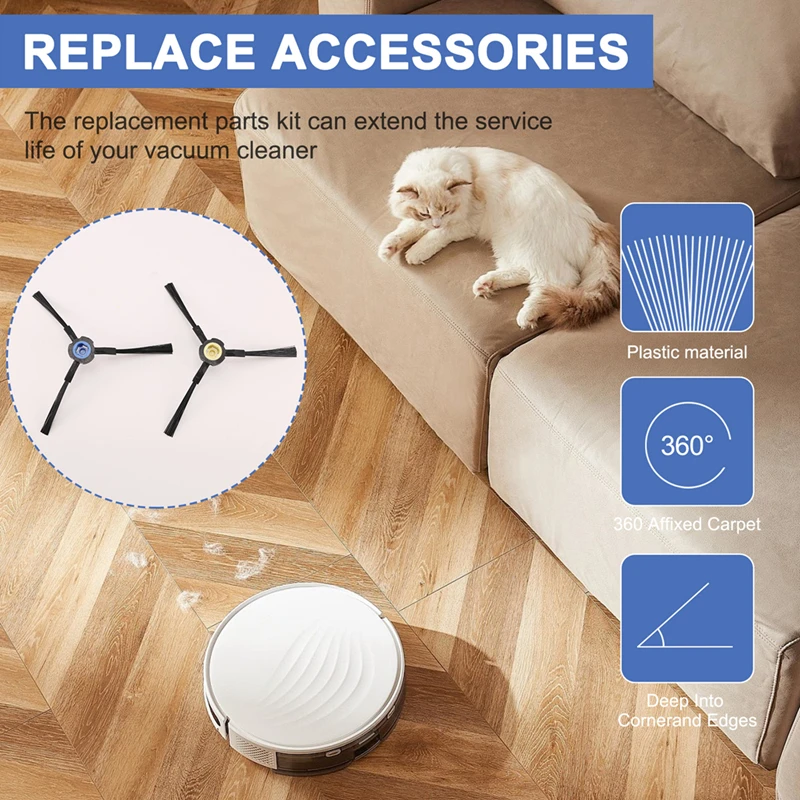 For ILIFE A20 T20s / Polaris PVCR 3600 / G2 0926W / G2 0726W / G2 1226 Parts Accessories Filter Side Brush Mop Cloth