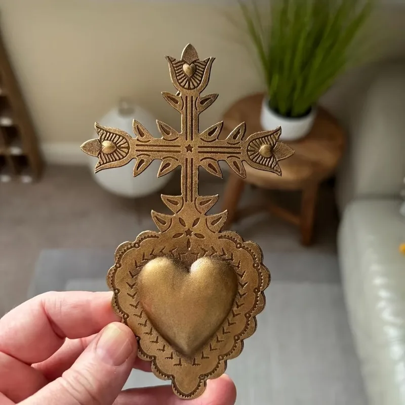 3/4/5PCS Heart Resin Statue Hard Resin French European Style Decor For Prayer Room Entryway Indoor Photography Wall Ornament