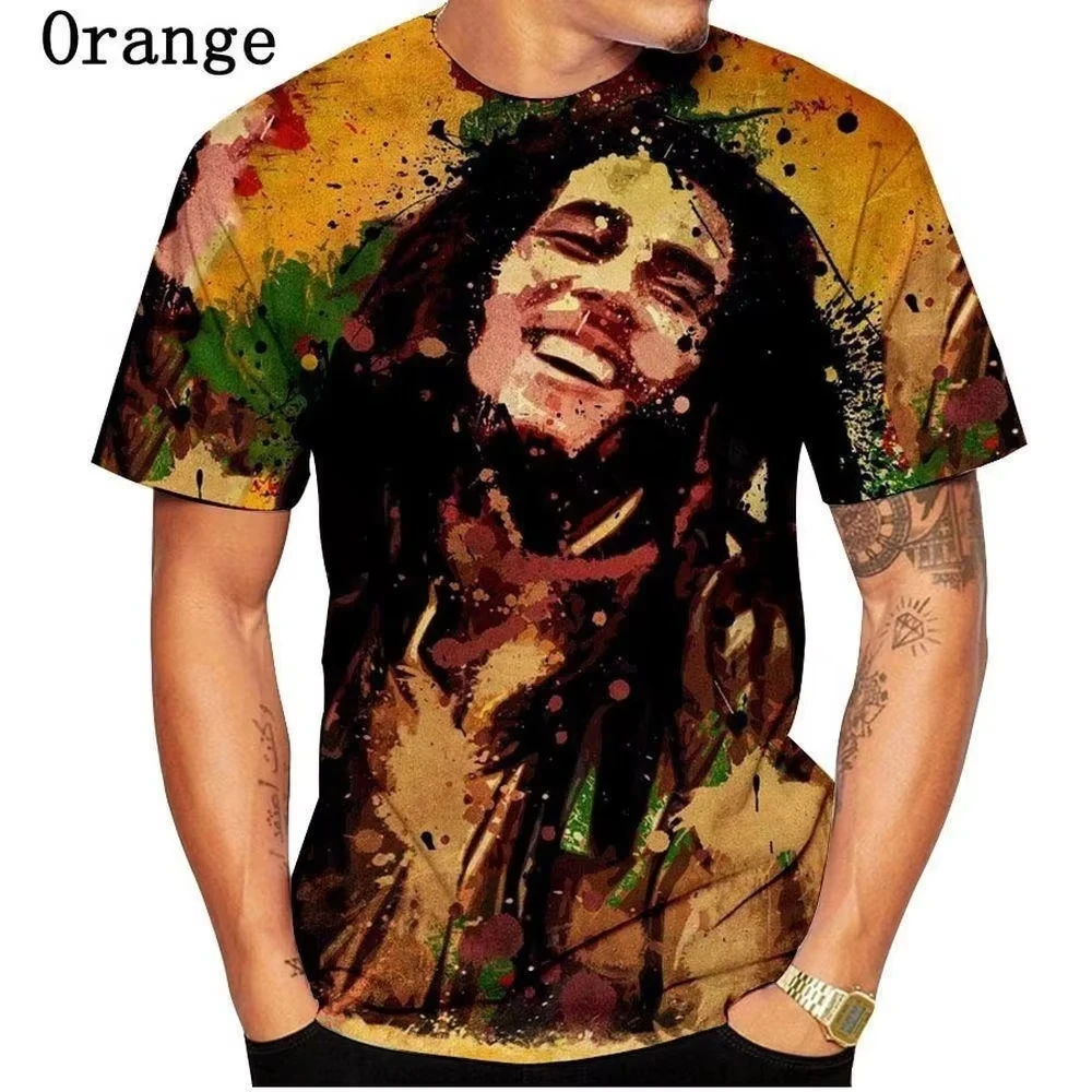 Newest Summer Men Clothing 3d Print Bob Marley Graphic T-Shirt, Men\'s Casual Hip Hop Sports Men Breathable Quick Dry T-Shirt Top