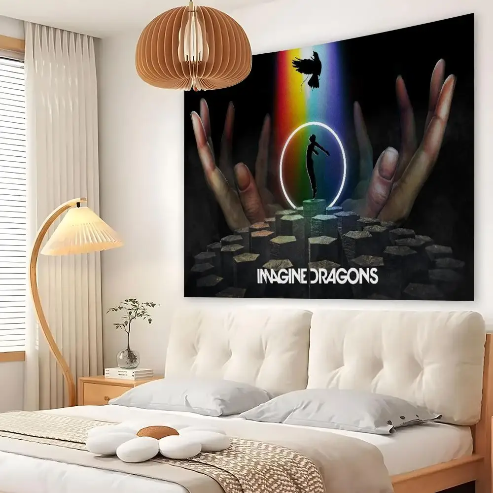 Rock Band Imagine D-Dragons Bones Tapestry Custom Living Bedroom Party Dormitory Interior Wall Bohemian Decoration Attached Clip