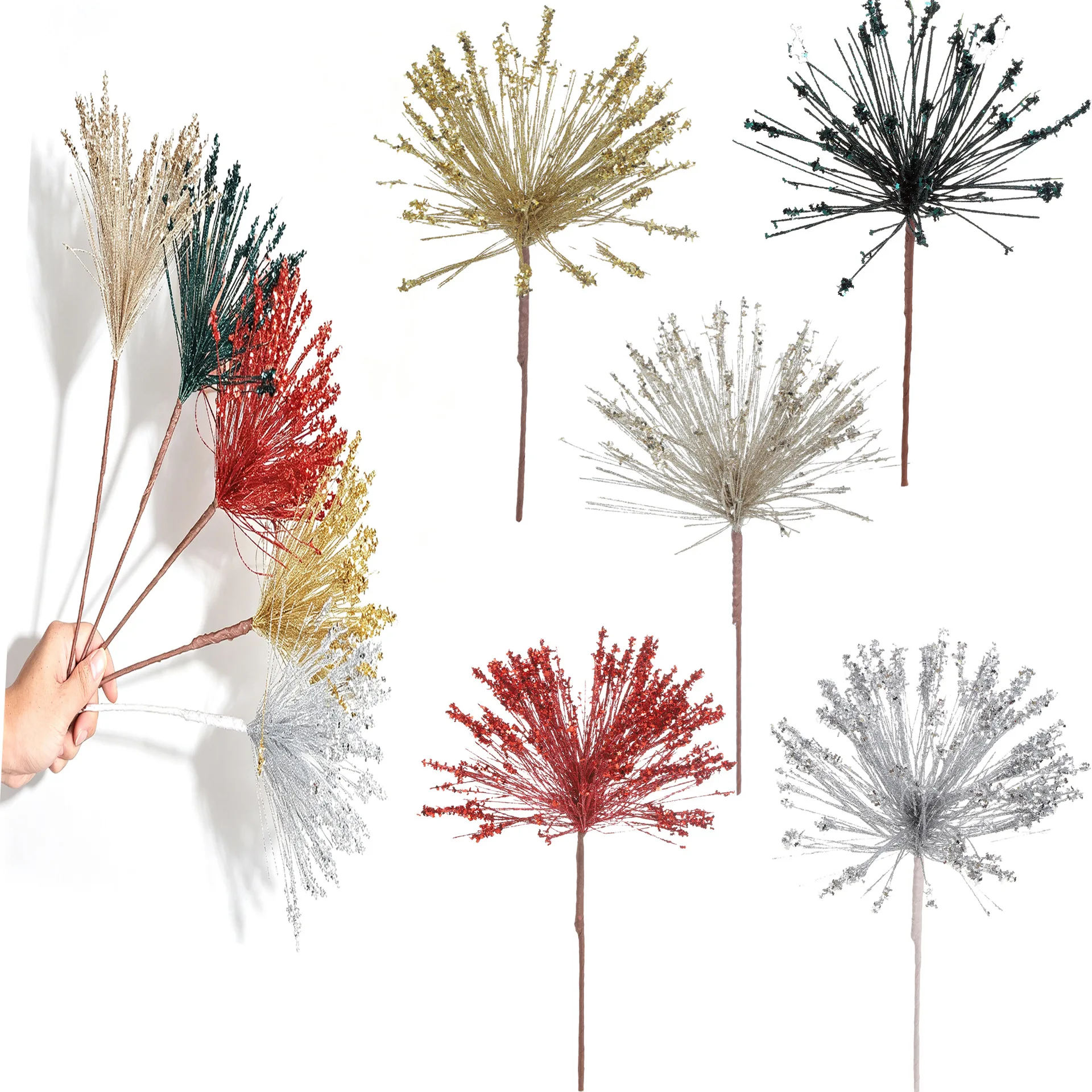 1PC Christmas Decoration Gold Powder Christmas Waterfall Tassel Pick, DIY Christmas Bouquet Accessory, Christmas Tree Ornament