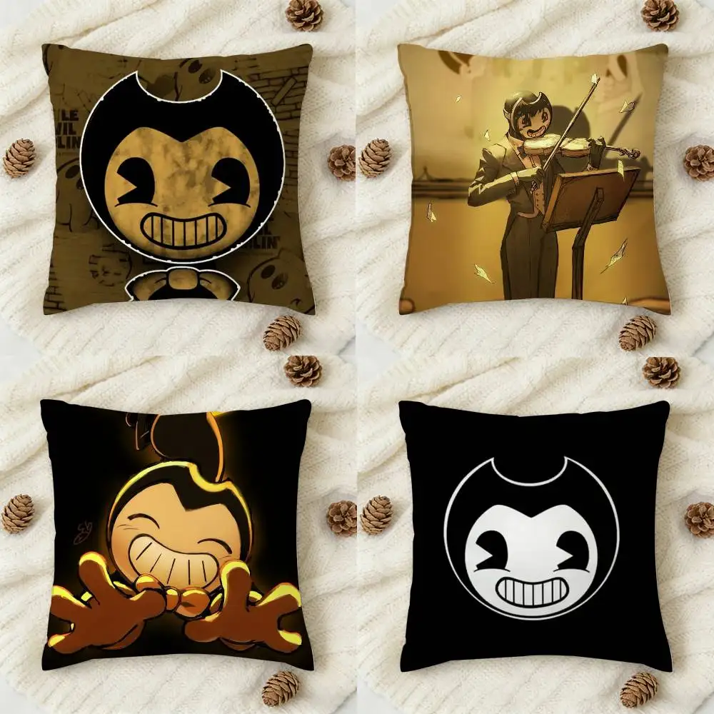 

B-Bendy And The Ink Machine Double-sided Printed Square Decorative Cushion Cover for Sofa Living Room Home Decor