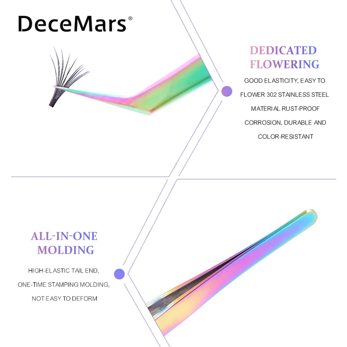 디세마스 DM-1911 볼륨 래쉬 연장용 핀셋 속눈썹 연장용 전문가용 스테인리스 스틸 도구