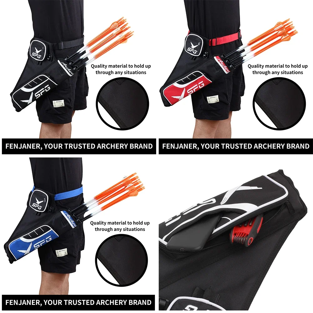 Kantong Anak Panah untuk Memanah, Kantong Pinggang Tahan Lama dengan Sabuk Pinggang yang Dapat Disesuaikan, Tabung Tiga Anak Panah untuk Penyimpanan Anak Panah, Aksesoris untuk Busur Compound dan Busur Recurve