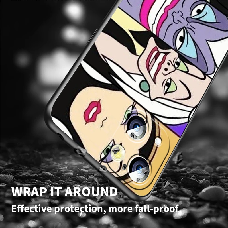 Casing ponsel ratu jahat Disney untuk iPhone 15 14 13 12 11 XS XR X 8 7 SE Pro Max Plus TPU hitam Mini