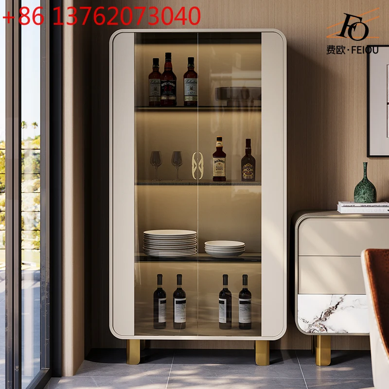 

Premium Italian light luxury glass wine cabinet Customized wine cabinet Restaurant wall storage bookshelf