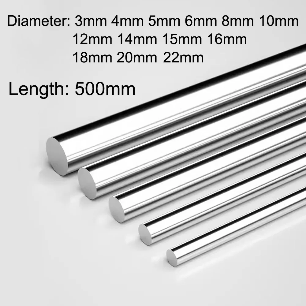 1-12pcs 304 Stainless Steel Shaft Rod 500mm Length Solid Round Bar Diameter 3/4/5/6/8/10/12/14/15/16/18/20/22mm Ground Bars