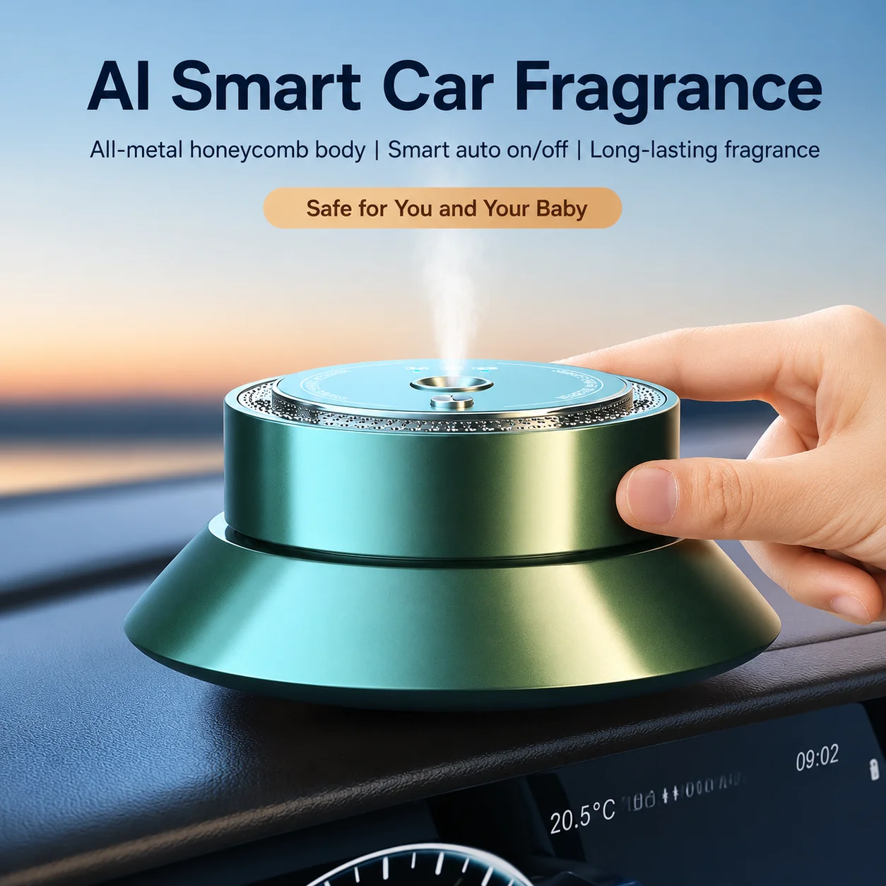 New Smart Alloy Car Aromatherapy Automatic Spray Long-lasting Perfume High-end Car Odor Removal Purification Fragrance Machine