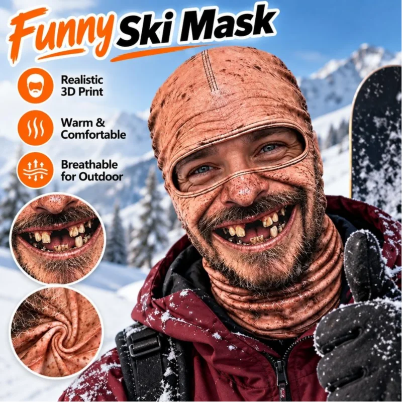 3d Printed Funny Old Man Ski Mask Simulated Human Face Balaclava Hat With Plush Insulation Full Face Mask For Skiing Outdoor