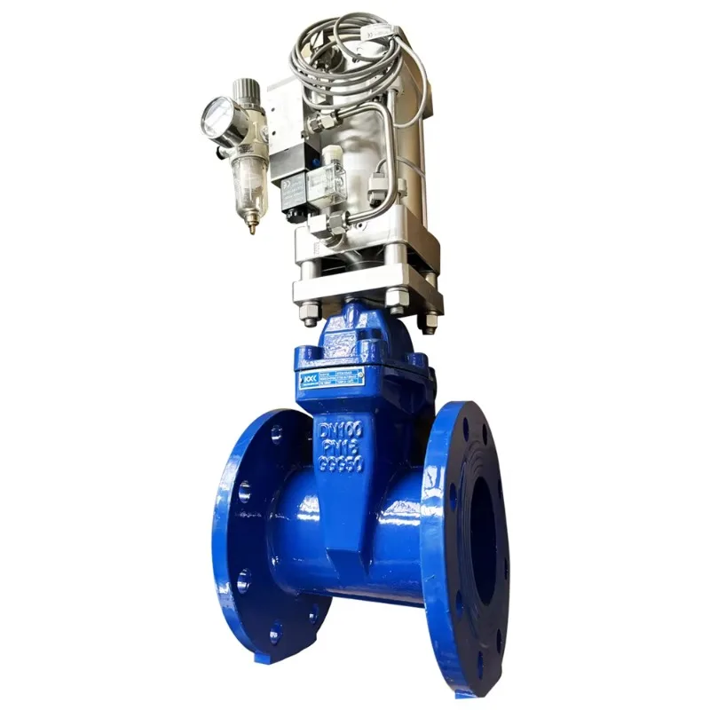 Katup Gerbang Dudukan Resilien Bersegel Lunak Aktuator Pneumatik Paduan Aluminium DIN3352 DIN3202 Tenaga Manual