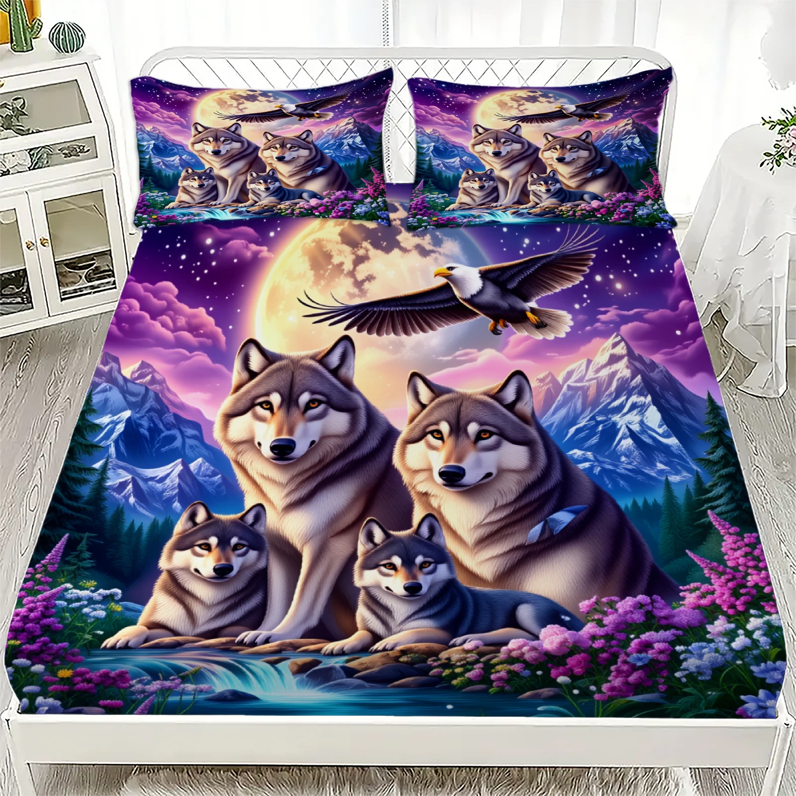 3pcs-fitted-sheet-set-wolf-and-eagle-3d-printed-animal-pattern-bed-sheet-with-pillowcases-for-bedroom-decor
