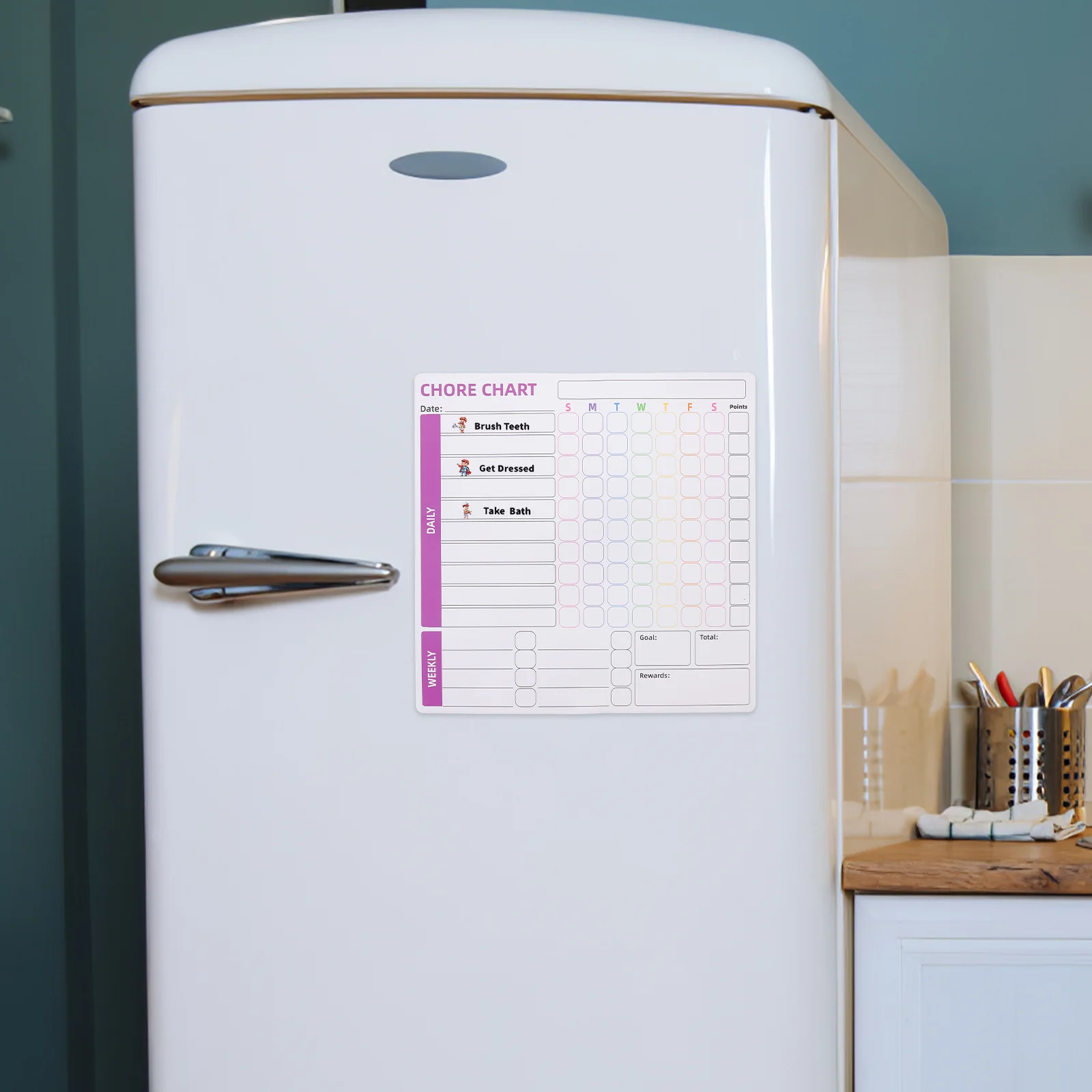 

3Pcs Magnetic Behavior Chart Chore Planner Multi-Functional Refrigerator Reward Sticker Household Weekly Task Calendar