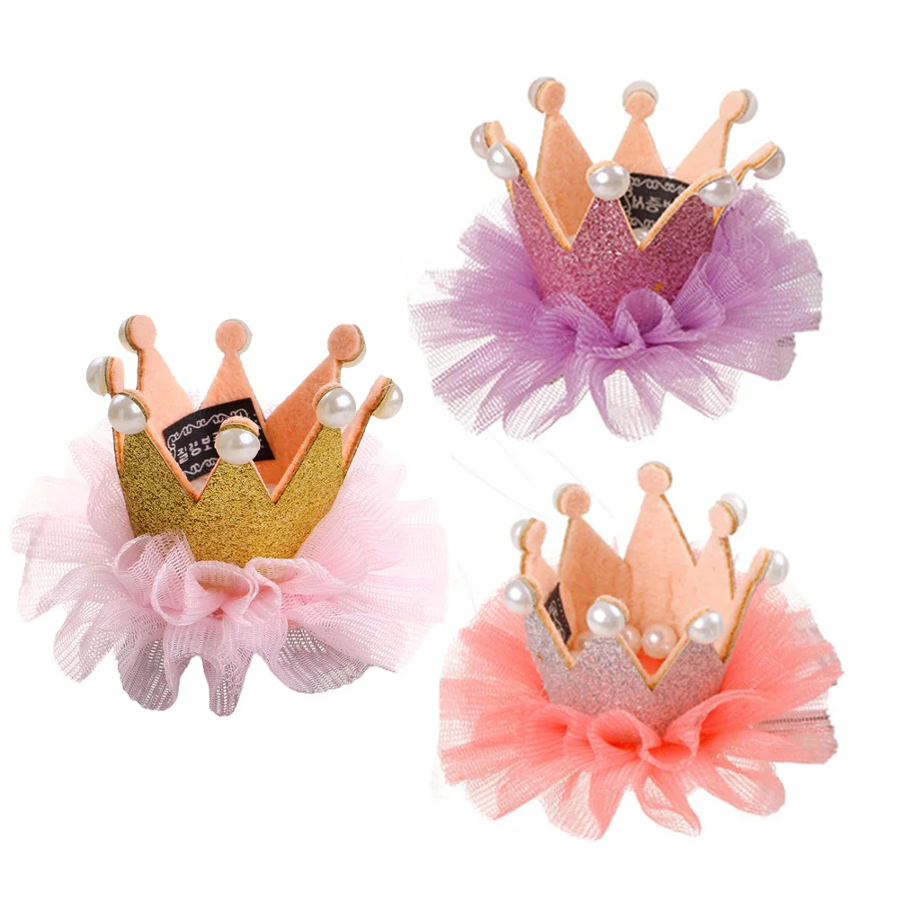 

Dog Crown Mesh Decorated Pet Party Hat Silver Adjustable Clip for Chihuahua Yorkie Beagle Pomeranian Events Dog Crown