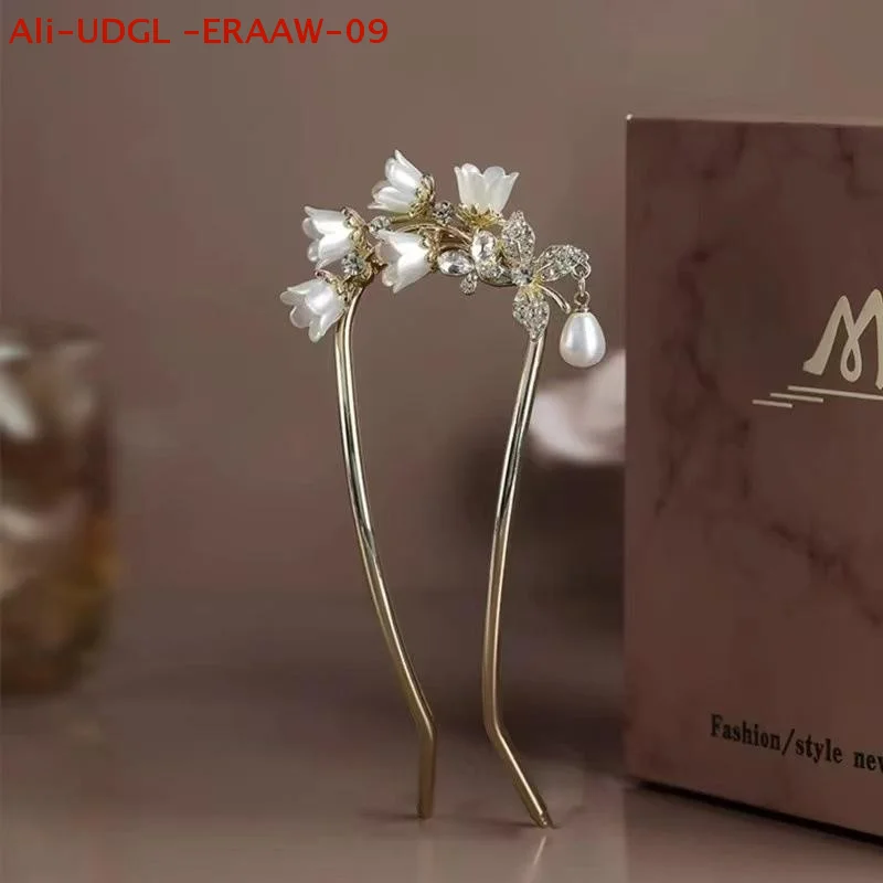 1pc chinês hanfu acessórios de cabelo borla longa vintage lírio vale em forma de u grampos de cabelo flor artesanal varas de cabelo para mulher