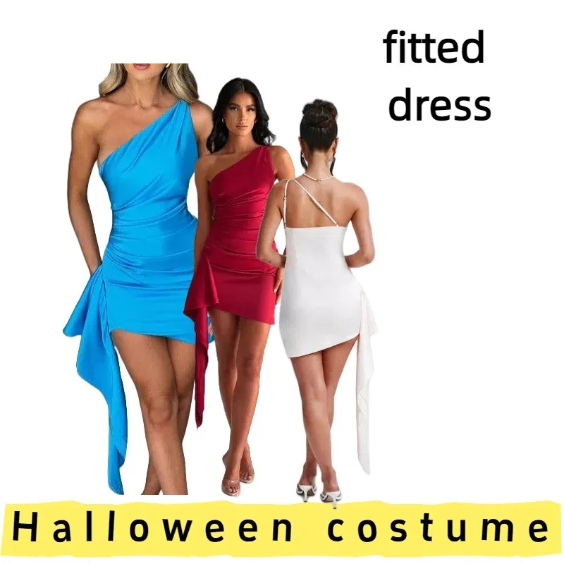 

Women's High-End Elegant Slim Fit One-Shoulder Dress for Evening Parties Formal Events Weekend Gatherings and Special Occasions