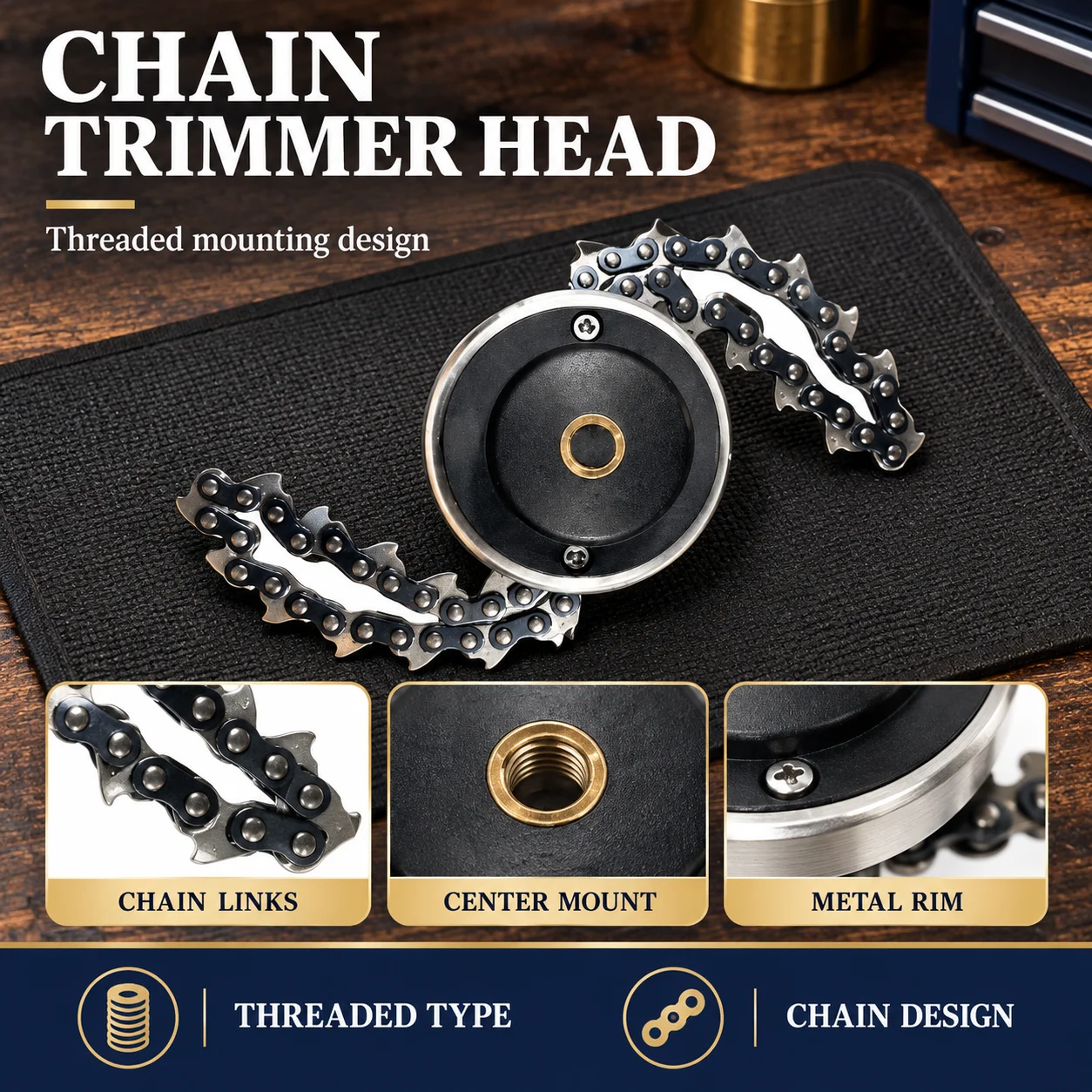 Universal Trimmer Head Threaded Brush Cutter Weed Eater Replacement Parts Garden Lawn Mower Accessories Durable Metal Fit