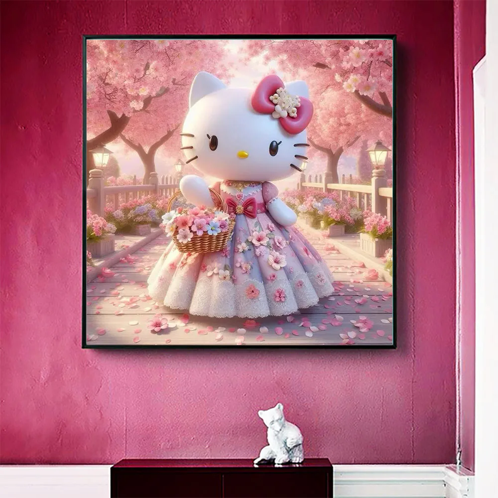 Youqu Diy Diamond Painting Cartoon Hello Kitty Diamant Borduurwerk Kruissteek 5d Diamant Mozaïek Huisdecoratie Geschenken