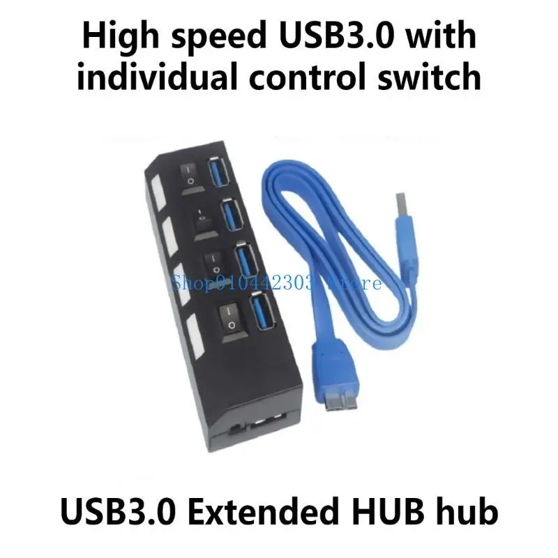 652F 7 Port USB Hub USB Port Hub with Individual Switches Light Multiple Port USB Adapter USB Extender for Laptop