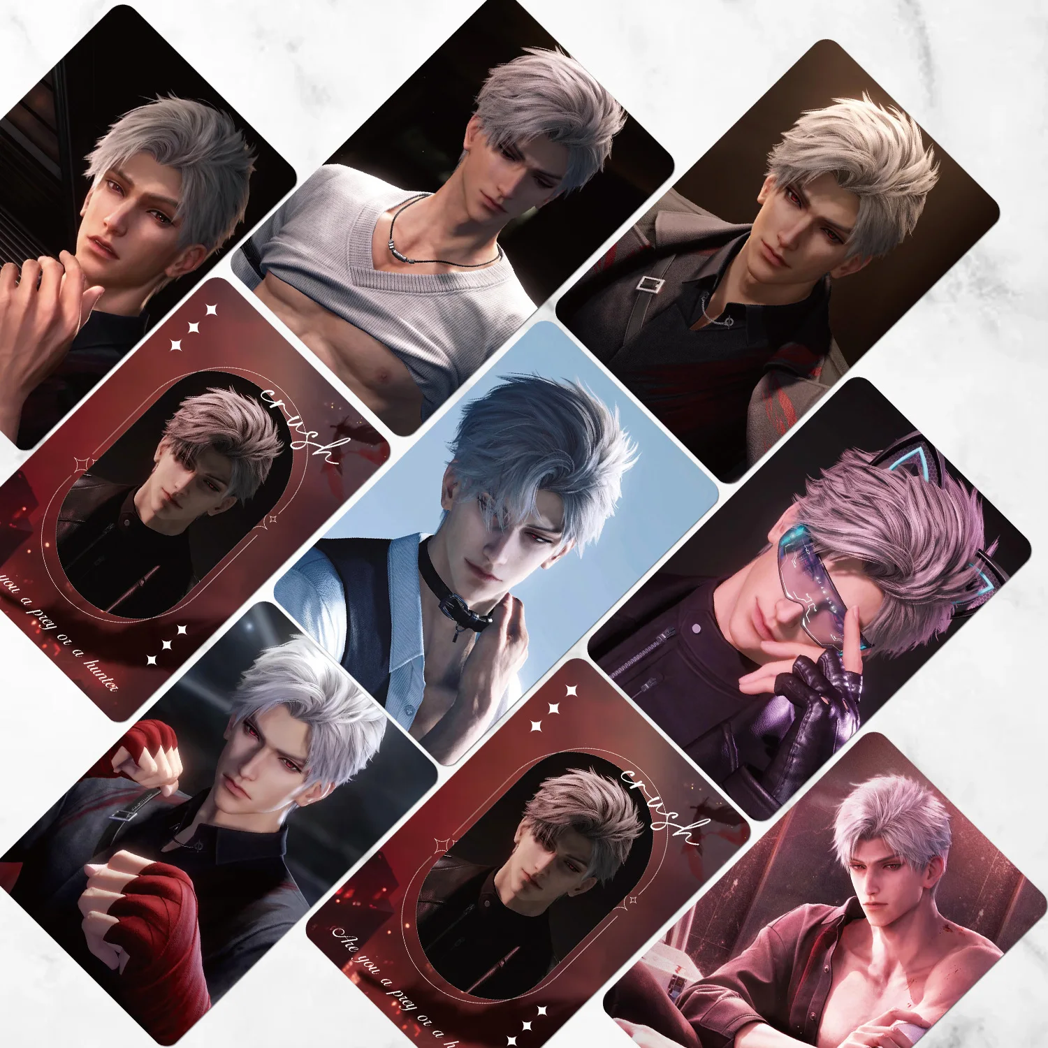 55 개/대 새로운 게임 사랑과 Deepspace 레이저 Lomo 카드 Sylus Zayne Xavier Rafayel 게임 캐릭터 3 인치 사진 카드 팬 선물