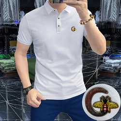 Men's Luxury Polo Shirt Summer New G Bee Lapel Collar Short Sleeved T-shirt Business Casual High-quality Minimalist Man Clothing