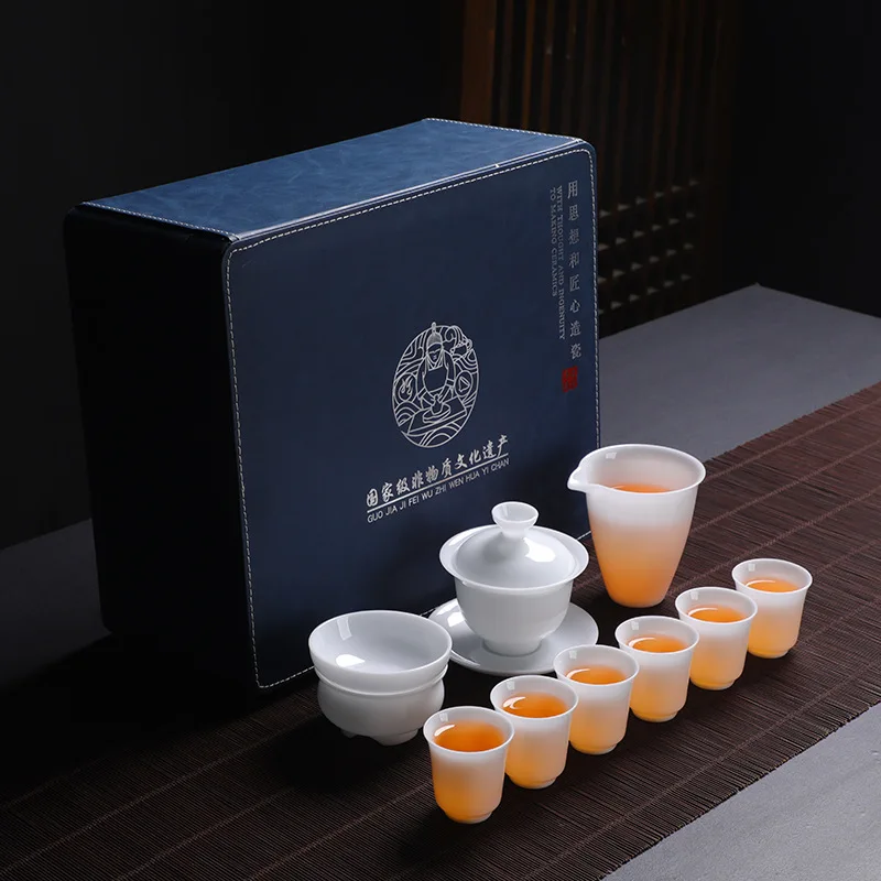 

Dehua Ice Seed Ceramic Tea Set Chinese White Household Tea Ceremony Tea Bowl Tea Cup High-end Light Luxury Gift Box