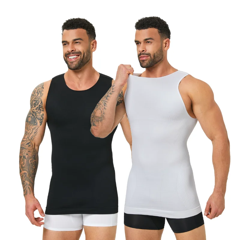 

Мужской бесшовный компрессионный жилет — корректирующее нижнее белье для похудения, дышащий для тренировок и фитнеса