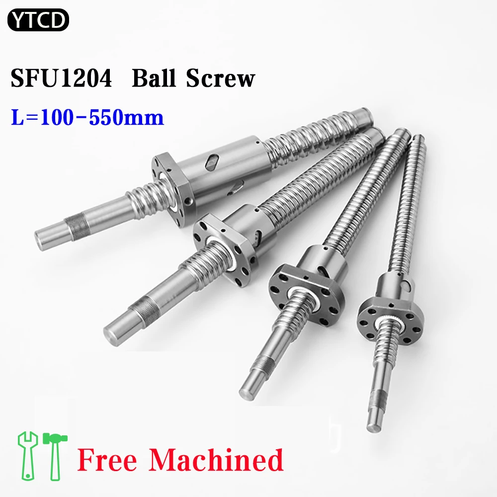 Free Machined SFU1204 Ball Screw SFU1204 100 150 200 250 300 400 500mm C7 Roller Ballscrew With Single Ball Nut For CNC Parts