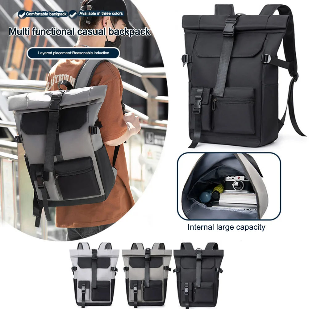 Waterproof Travel Backpack Large Capacity Men Camping Hiking Backpack Roll Up Business Laptop Backpack for School Work Office