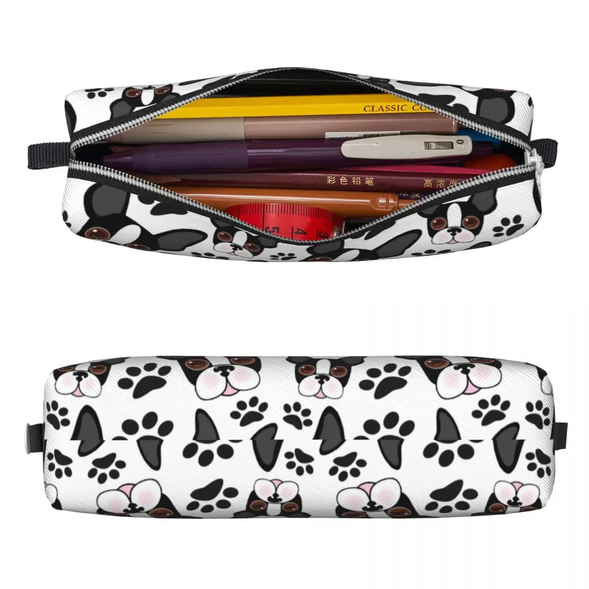 Fun All American Boston Terrier Pet Puppy Dog Pencil Case Pencilcases Pen Box Kids Large Storage Bag Students School Stationery