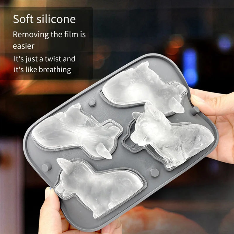 ดี-2 ชิ้น 3D สุนัข Ice-Cube ถาดรูปร่างสนุกสําหรับวิสกี้,ค็อกเทล,Bourbon สุนัขน่ารักแม่พิมพ์น้ําแข็งสีขาวและสีดําซิลิกาเจล