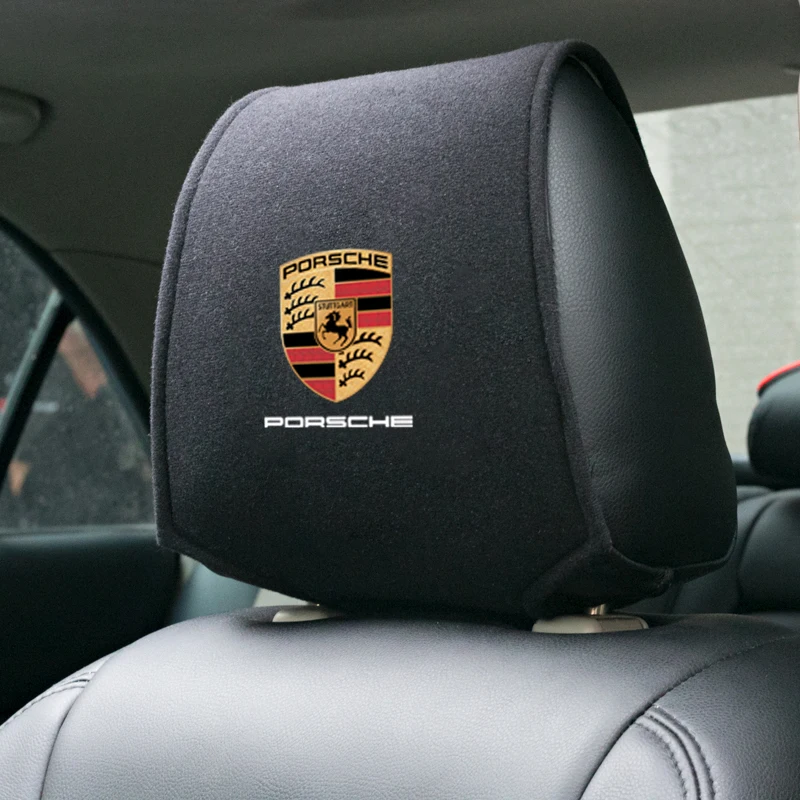 1/2PCS Hot car headrest cover fit สําหรับ Boxster Cayman Cayenne 911 Macan Panamera อุปกรณ์เสริมรถยนต์จัดแต่งทรงผม