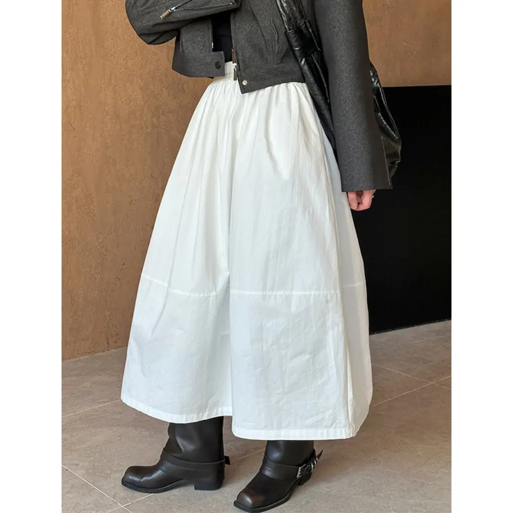 

Orange Zhi Spring New Korean Style Draped Large Skirt Elastic A-Line Umbrella Skirt Design Women's Fashion Semi-skirt