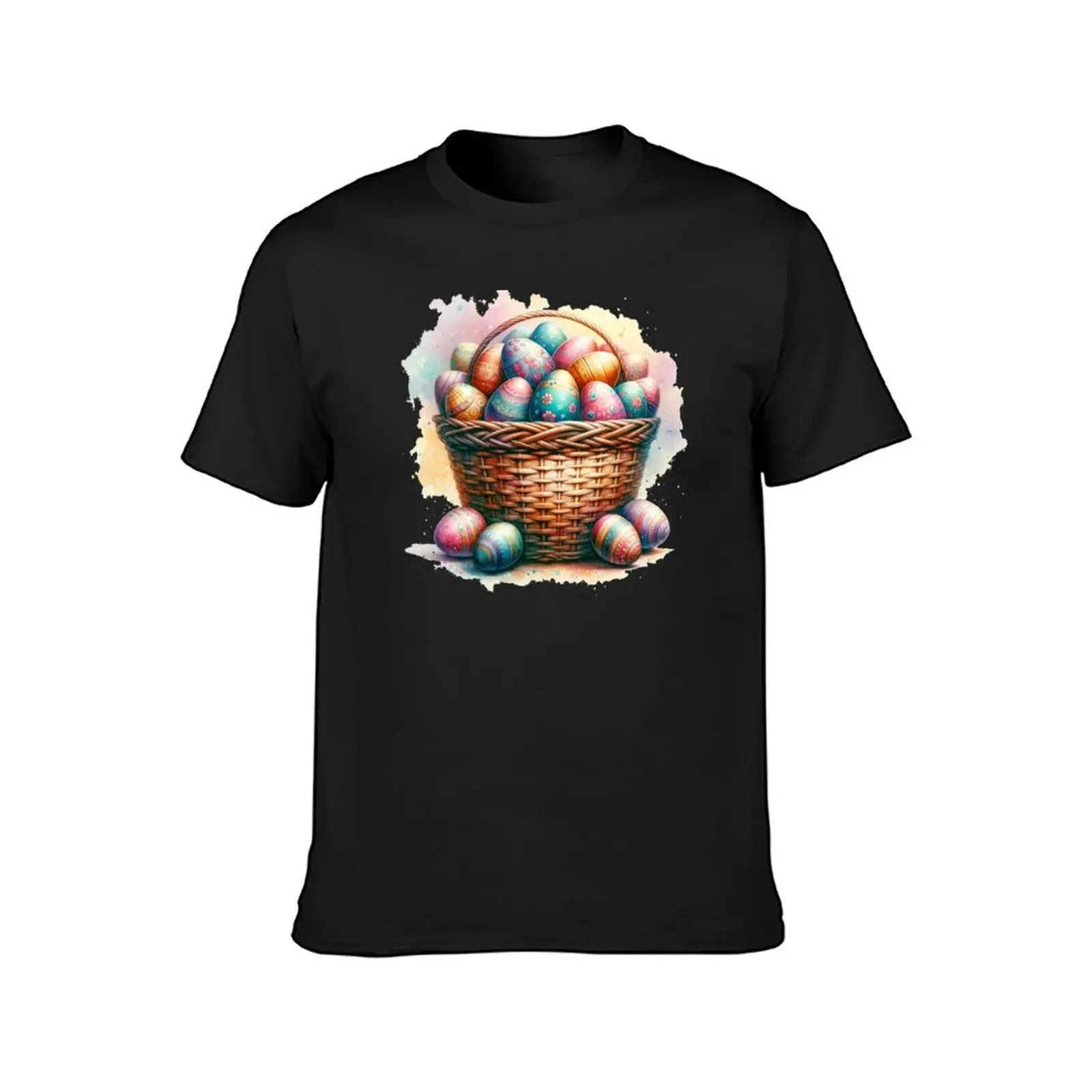 Easter Elegance Basket of Painted Eggs T-Shirt anime graphics customizeds mens graphic t-shirts anime