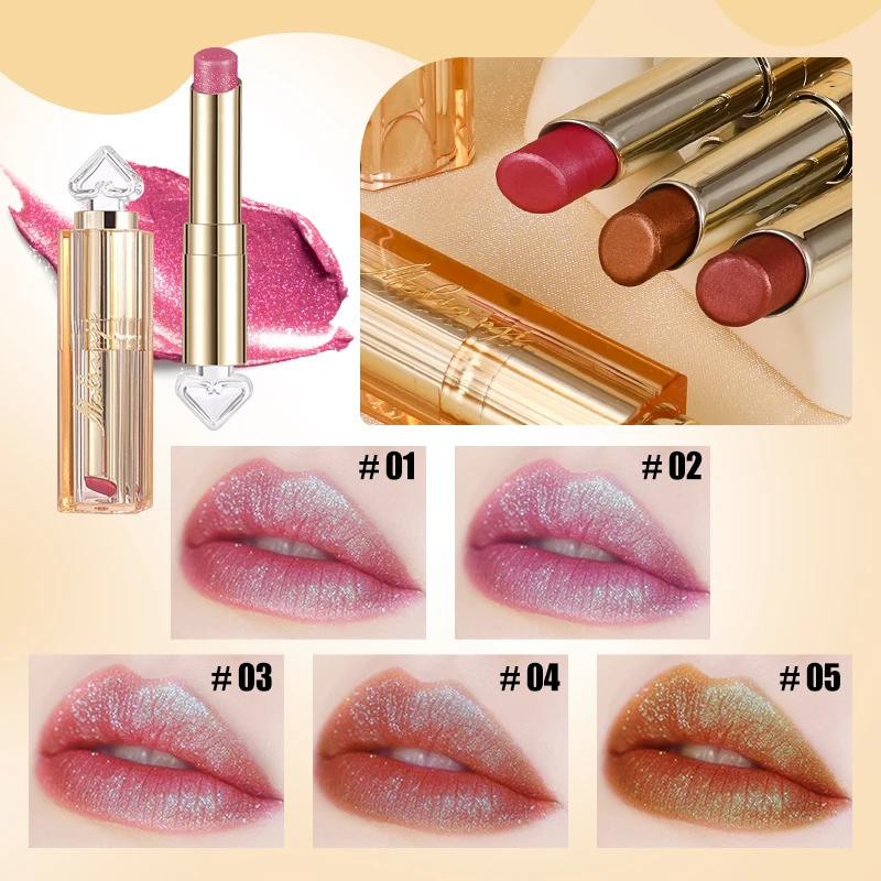 Shiny Lipstick, Vibrant Colors, Waterproof and Sweat Resistant, Non Stick and Non Greasy, Suitable for All Skin Types.