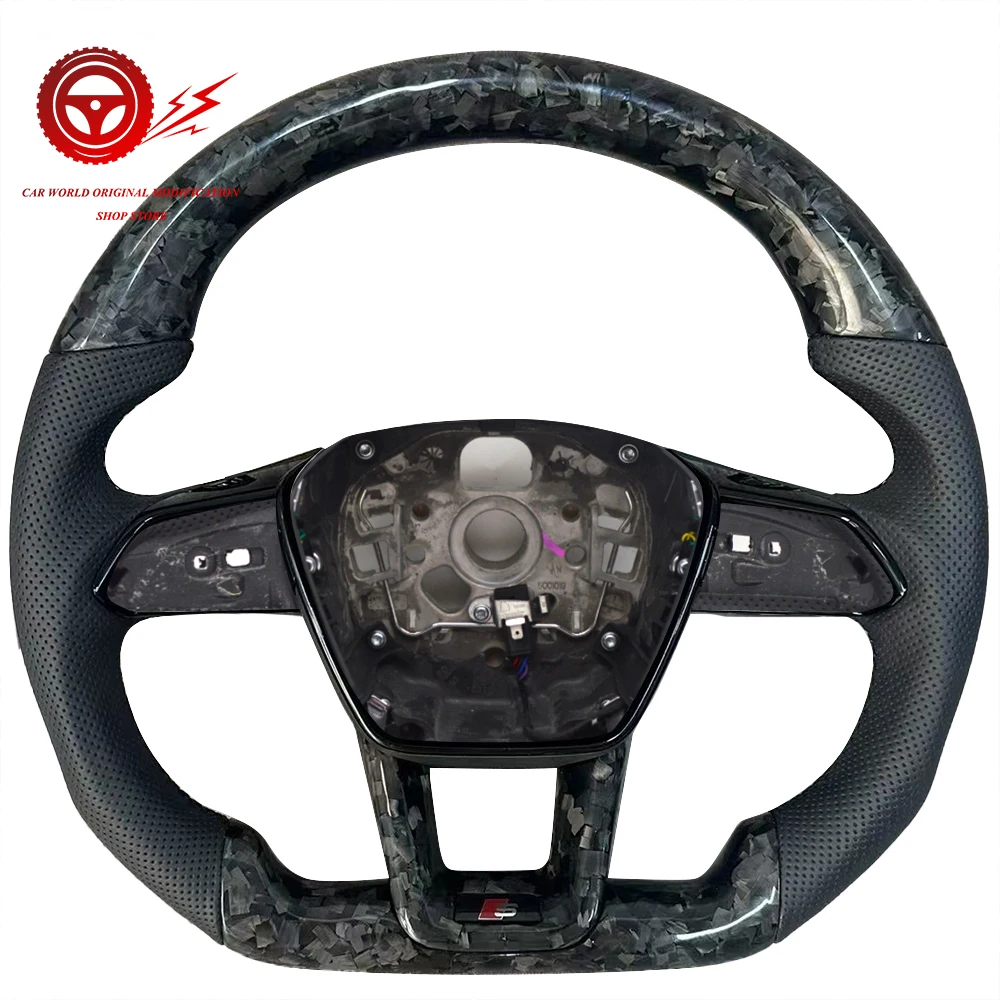 For Audi A6 C8 Forged Carbon Fiber Flat Bottomed Sports Steering Wheel