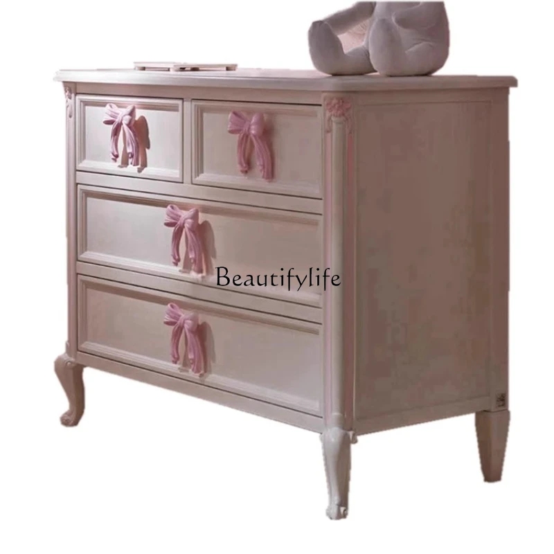 

European princess solid wood carving bow storage cabinet