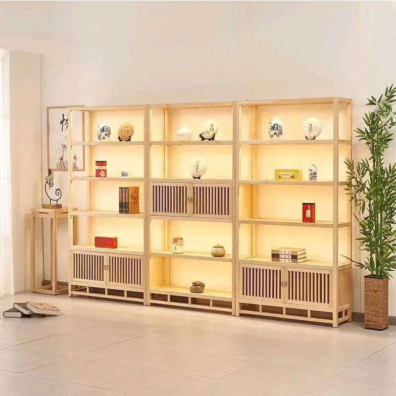 

New Chinese-style storage tea cabinet, living room partition wine cabinet, Duobao Pavilion tea room rack tea set