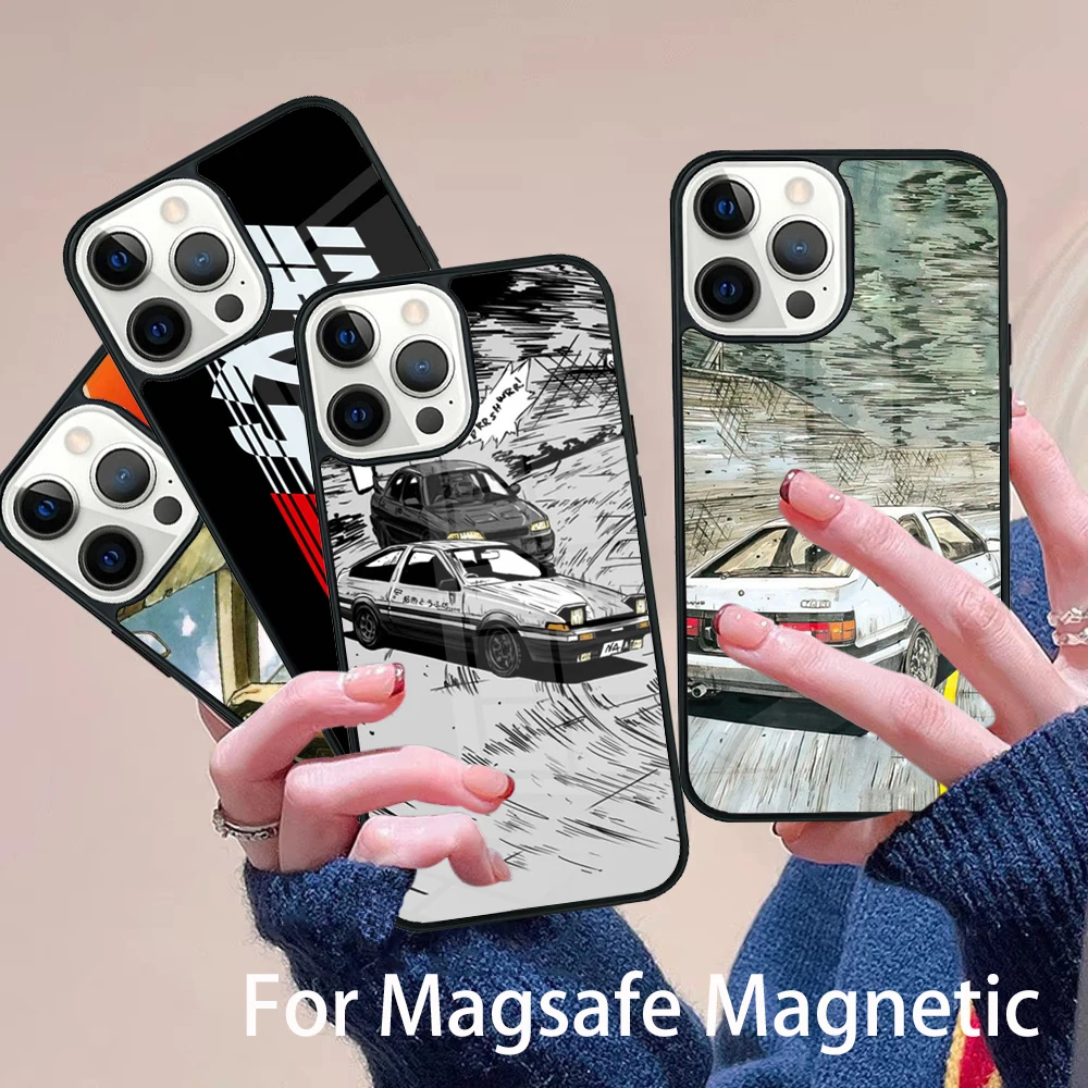 

Comic Initial D Drift Racing Phone Case Magesafe Magnetic Wireless Charge Cover For IPhone 16 11 12 13 14 15 Pro Max Plus Mini