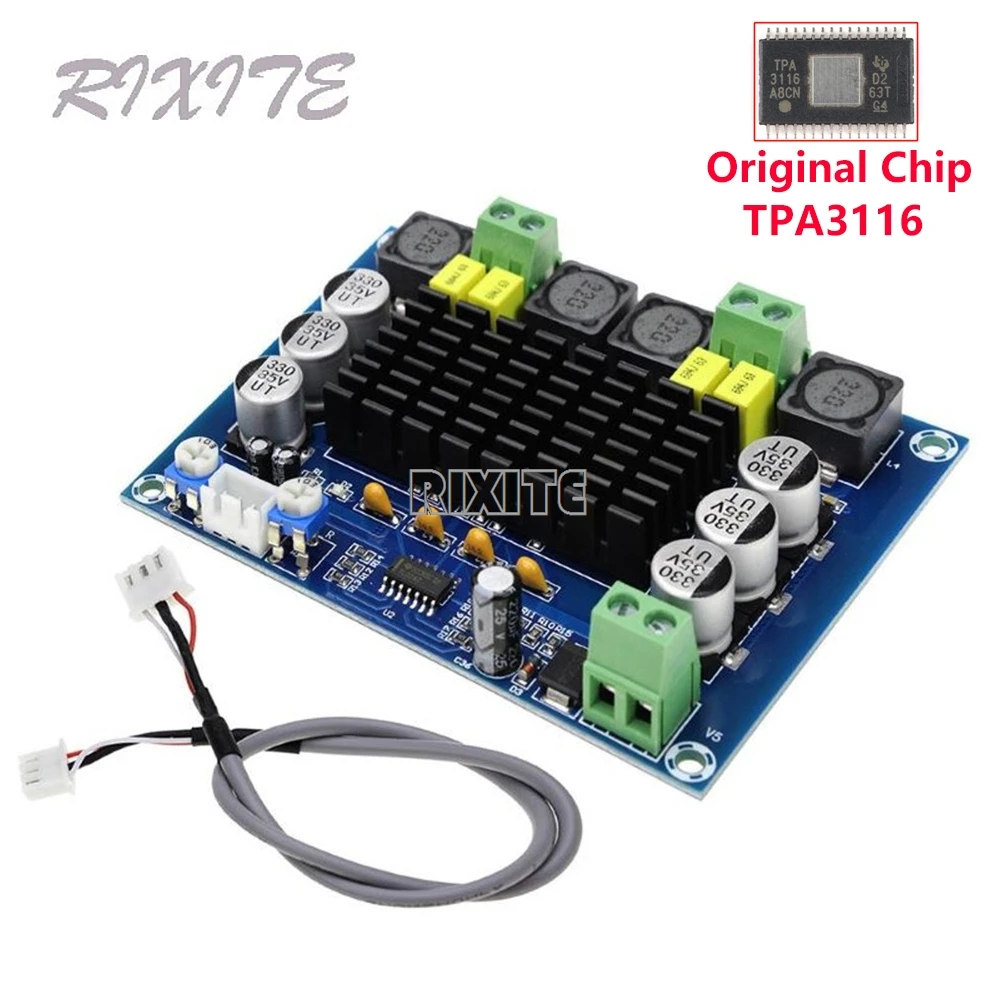 RIXITE DC 12V 24V 120W*2 TPA3116 D2 Dual Channel Digital Power Audio Amplifier Board Good