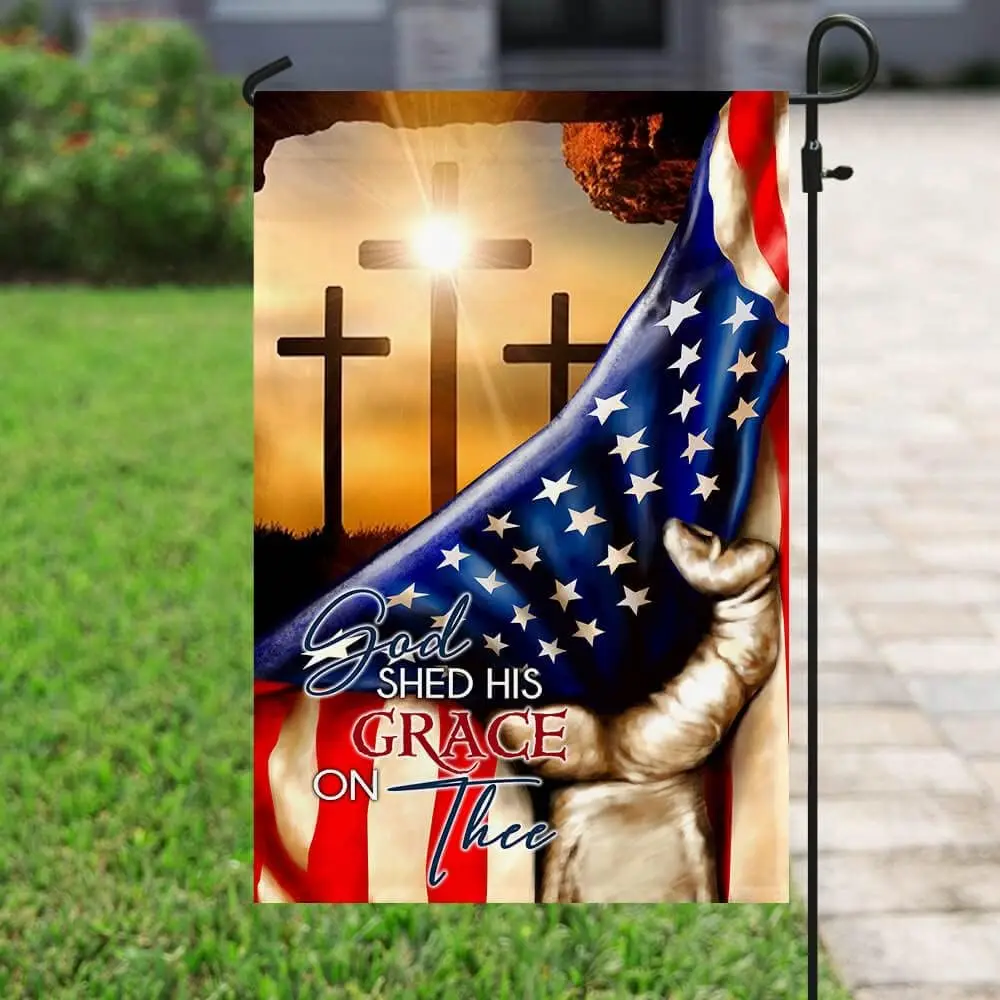 American Flag - God Shed His Grace On Thee Faith Flag For Outdoor House Home Decorative Yard yyi