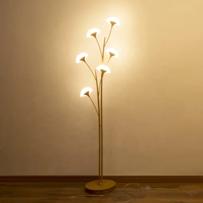 【HOT】Simig Lighting Creative Fancy Gold Vertical Acrylic Flower and Wood Base Indoor