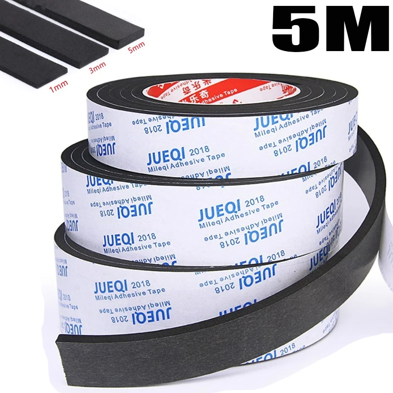 EVA Sponge Anti-collision Strip Tape Double-sided Strong Self-adhesive Tape Door Frame Gap Sealing Strip Black Foam Glue Tapes